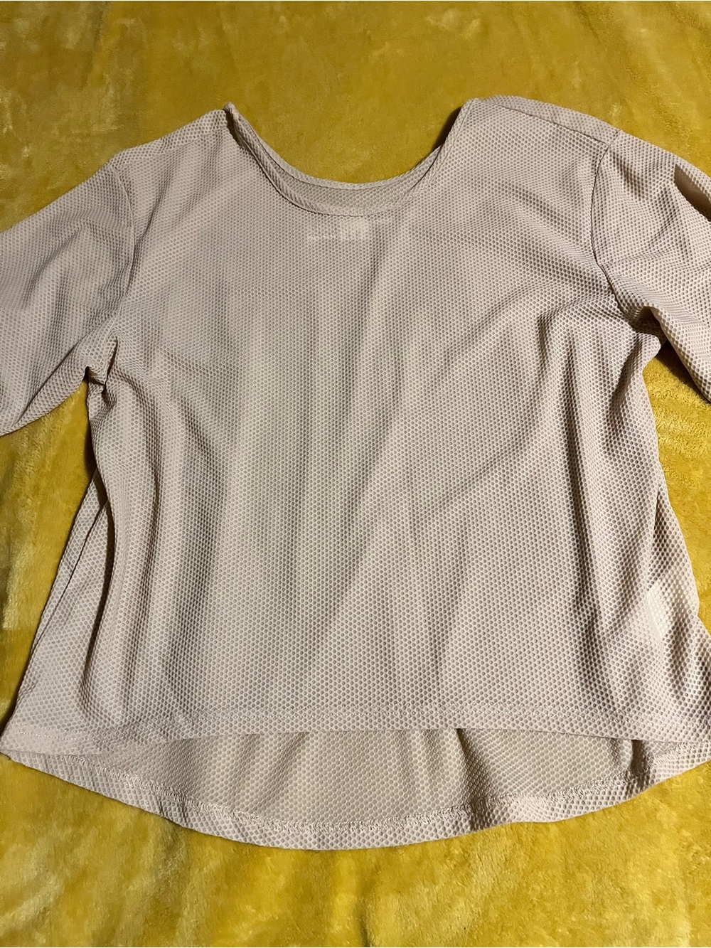 Women's Tan Mesh Short-Sleeve Scoop Neck Top
